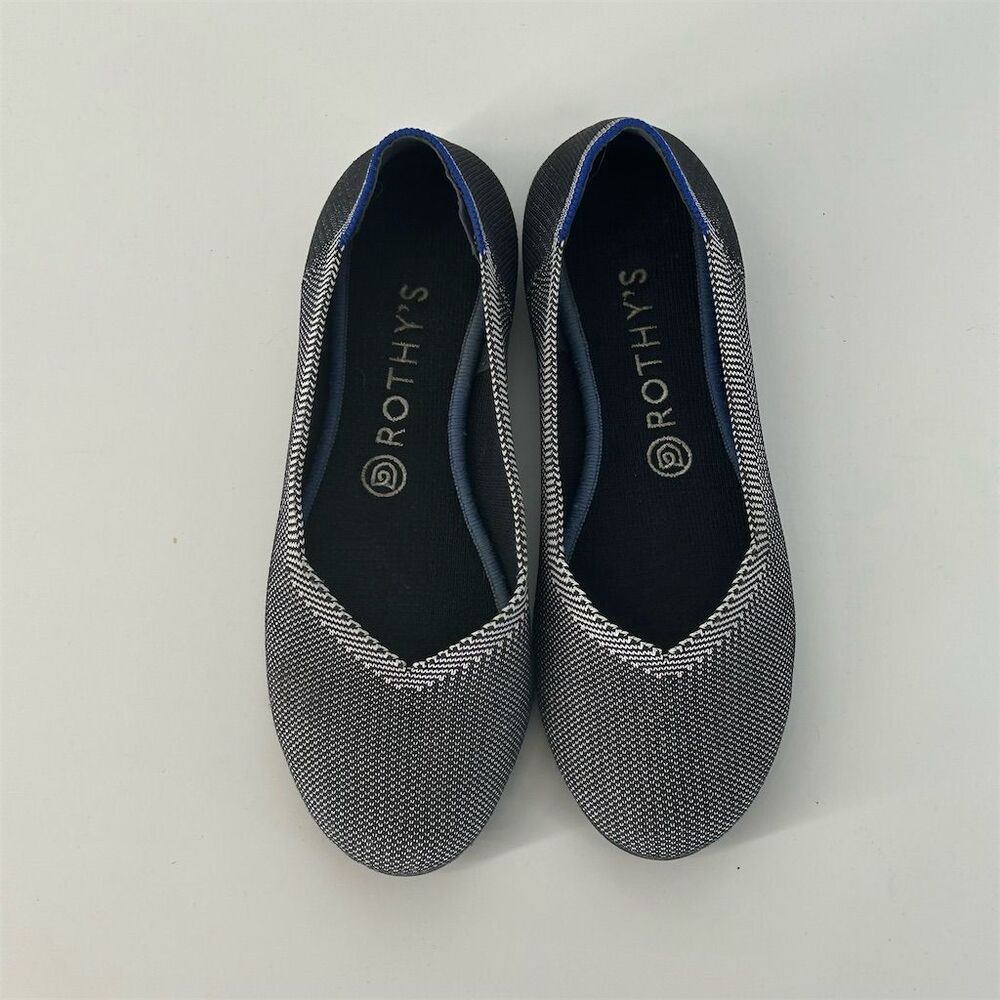 Rothy's Women's Round Toe Ballet Flats Size 8 Gray/Black Washable Eco-Friendly
